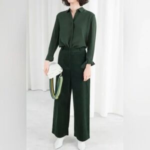 & Other Stories wide wale forest green corduroy pants